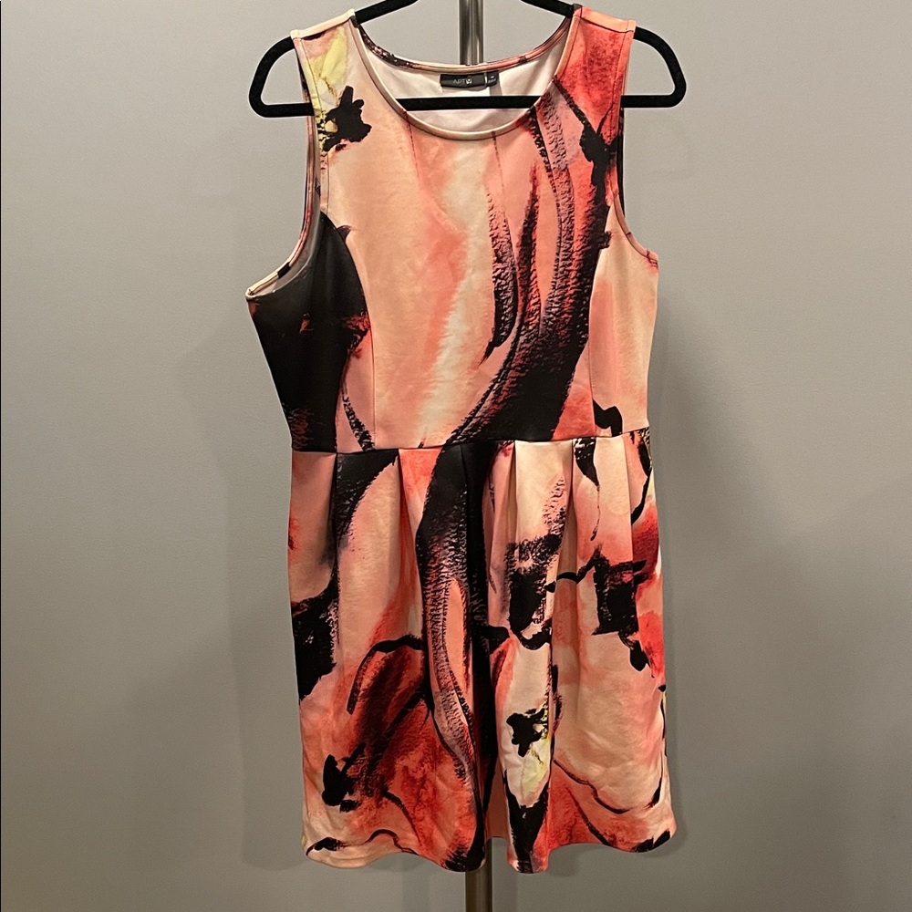 Apt. 9 Coral and Black Abstract Mini Dress